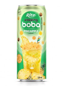 Wholesale Company Popping Boba Tea Pineapple Flavor 320ml Slim Can