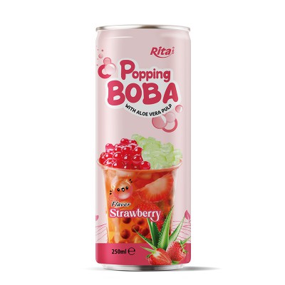 popping Boba bubble strawberry with aloe vera pulp 250ML