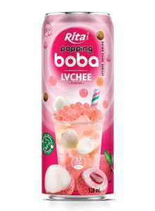 popping boba with lychee flavor canned drink