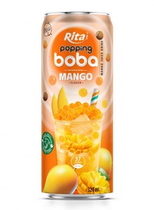 Wholesale 320ml Slim Can Popping Boba Tea Mango Flavor