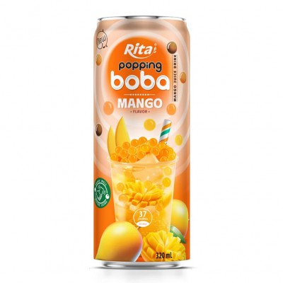 popping boba with mango flavor canned drink