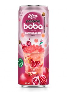 Wholesale Price 320ml Slim Can Popping Boba Tea Pomegranate Flavor